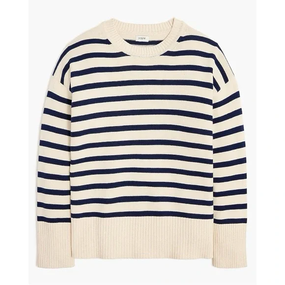 NWT J. Crew Striped Cotton Sweater Pullover Crew Classic Fisherman Nautical XL - Picture 1 of 13